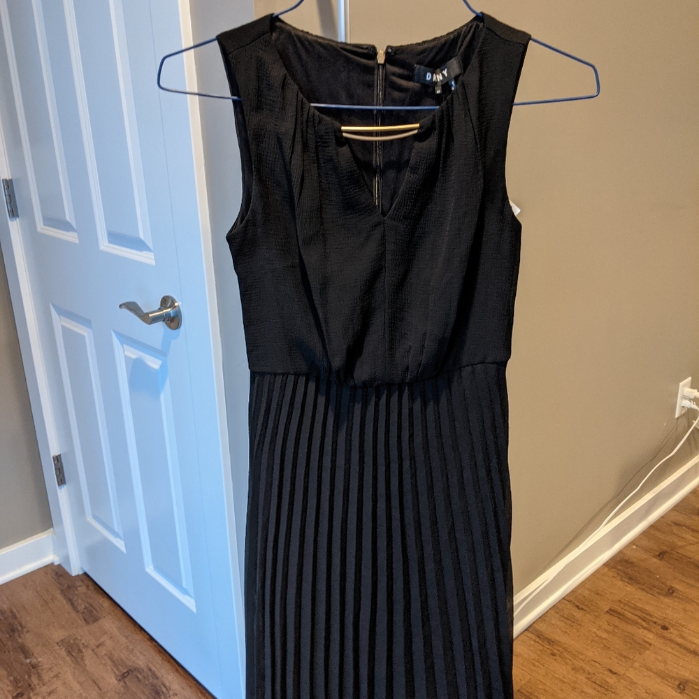 NWT DKNY little black pleated dress